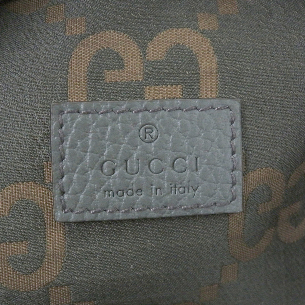 GUCCI 792287 Ripstop Nylon GG Logo Pattern Belt Bag/Body Bag/Waist Pouch with Patch, Khaki, Made in Italy, Men's — Like New