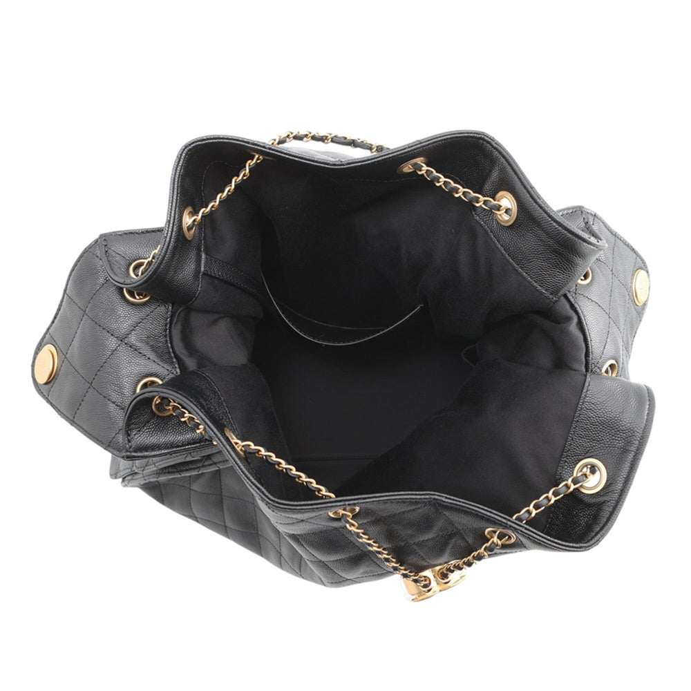 Chanel Chain Shoulder Bag CHANEL25 Large Coco Mark Matelassé Caviar Skin AS5553 CHANEL Black Handbag Women's — Like New