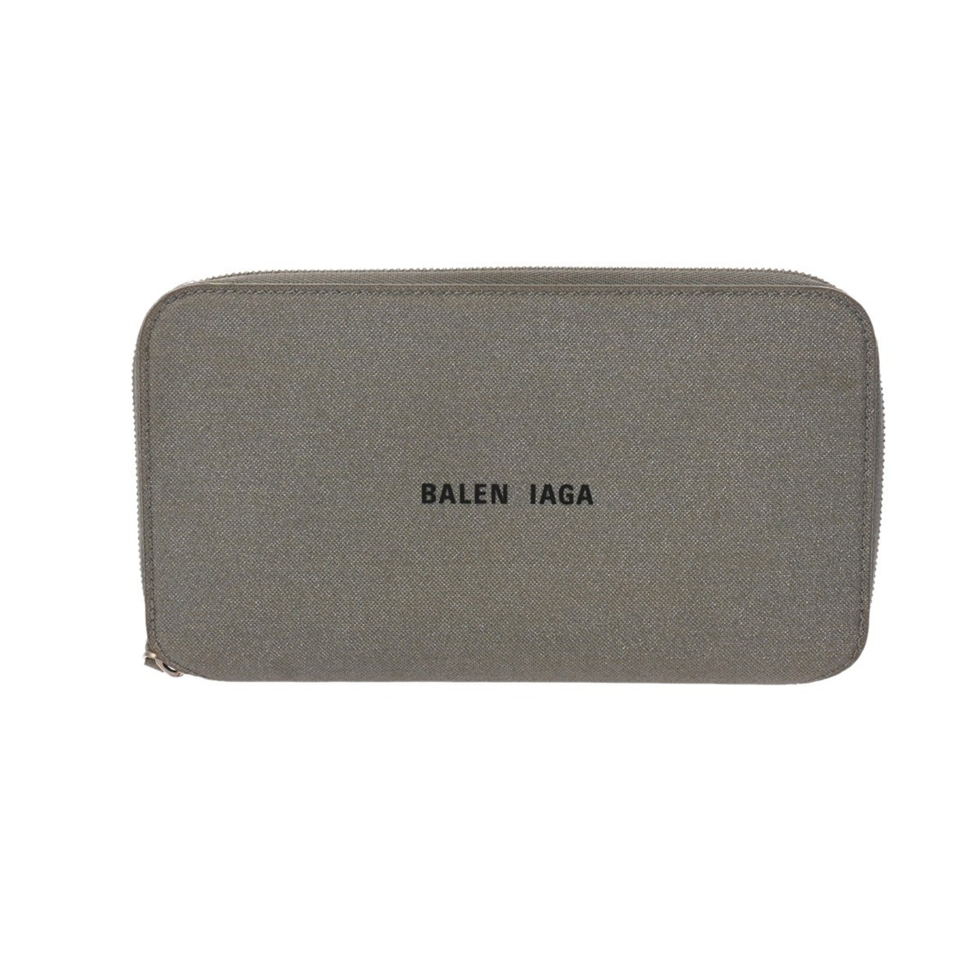 BALENCIAGA Silver Zip-Around Wallet with Hardware, 594290, Unisex, Glitter Material, Long