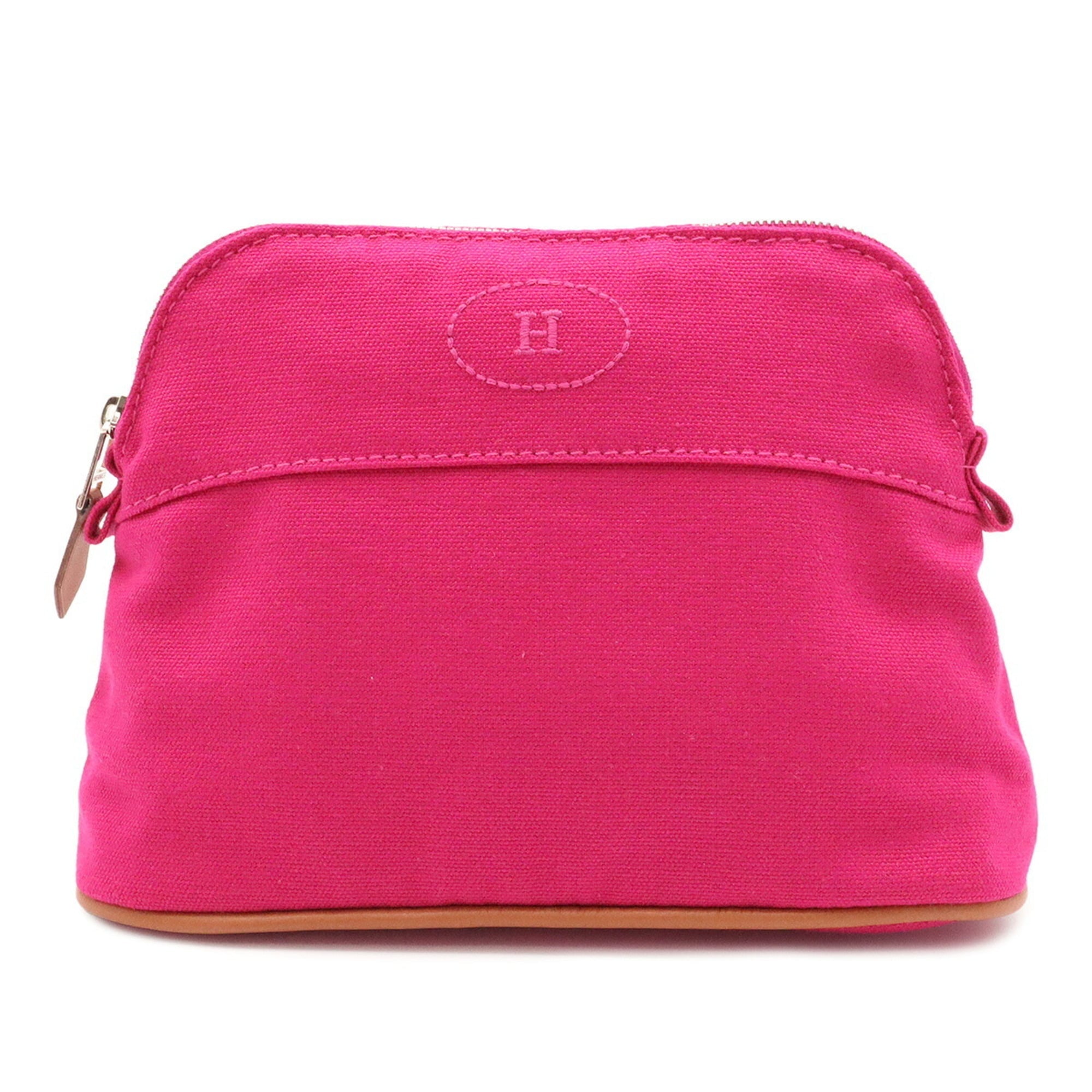 HERMES Bolide Pouch 20 Handbag Multi-purpose Canvas Leather Fuchsia Pink — Like New