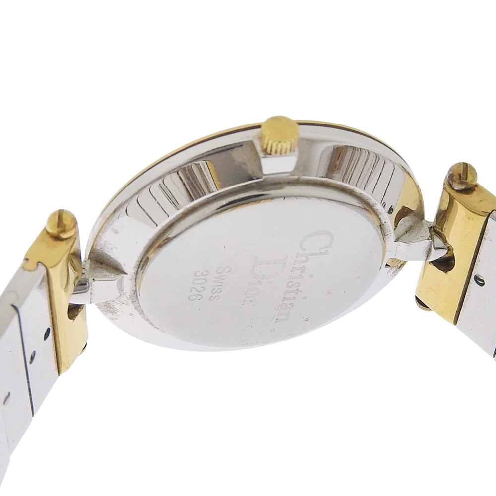 Christian Dior Watch 3026, Stainless Steel with Gold Plated Silver Quartz Movement, Analog Display, Black Dial, Women's — Good
