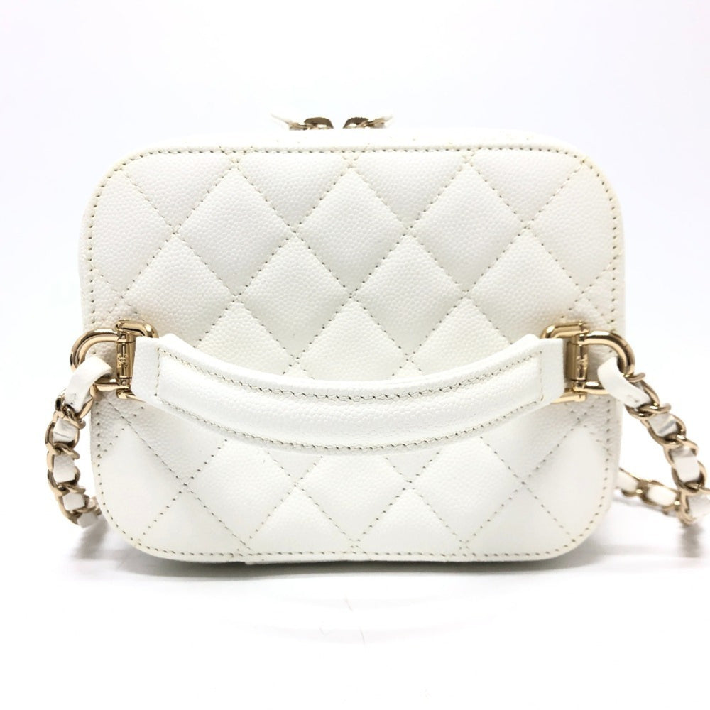 CHANEL AS3171 Coco Mark CC Vanity Bag Chain Handbag Shoulder Caviar Skin Women's White — New - Store Return