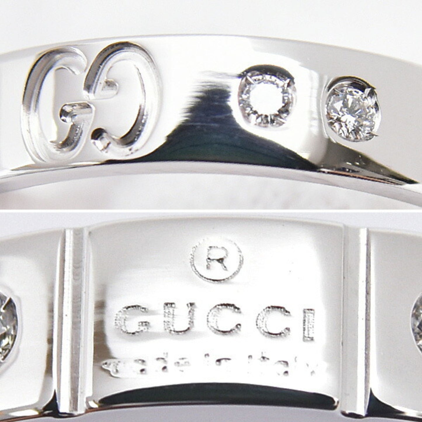 Gucci Ring for Women Icon Amour Heart 10P Diamond 11 White Gold GUCCI 750WG