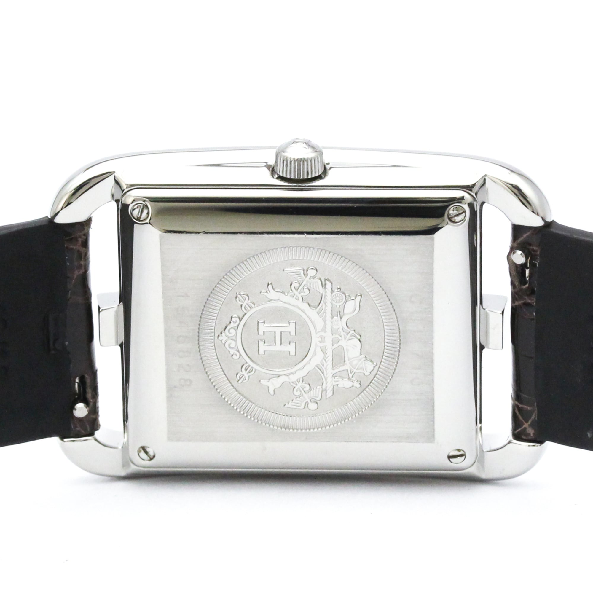 HERMES Cape Cod Steel Leather Automatic Mens Watch CC1.710 Polished — Very Good