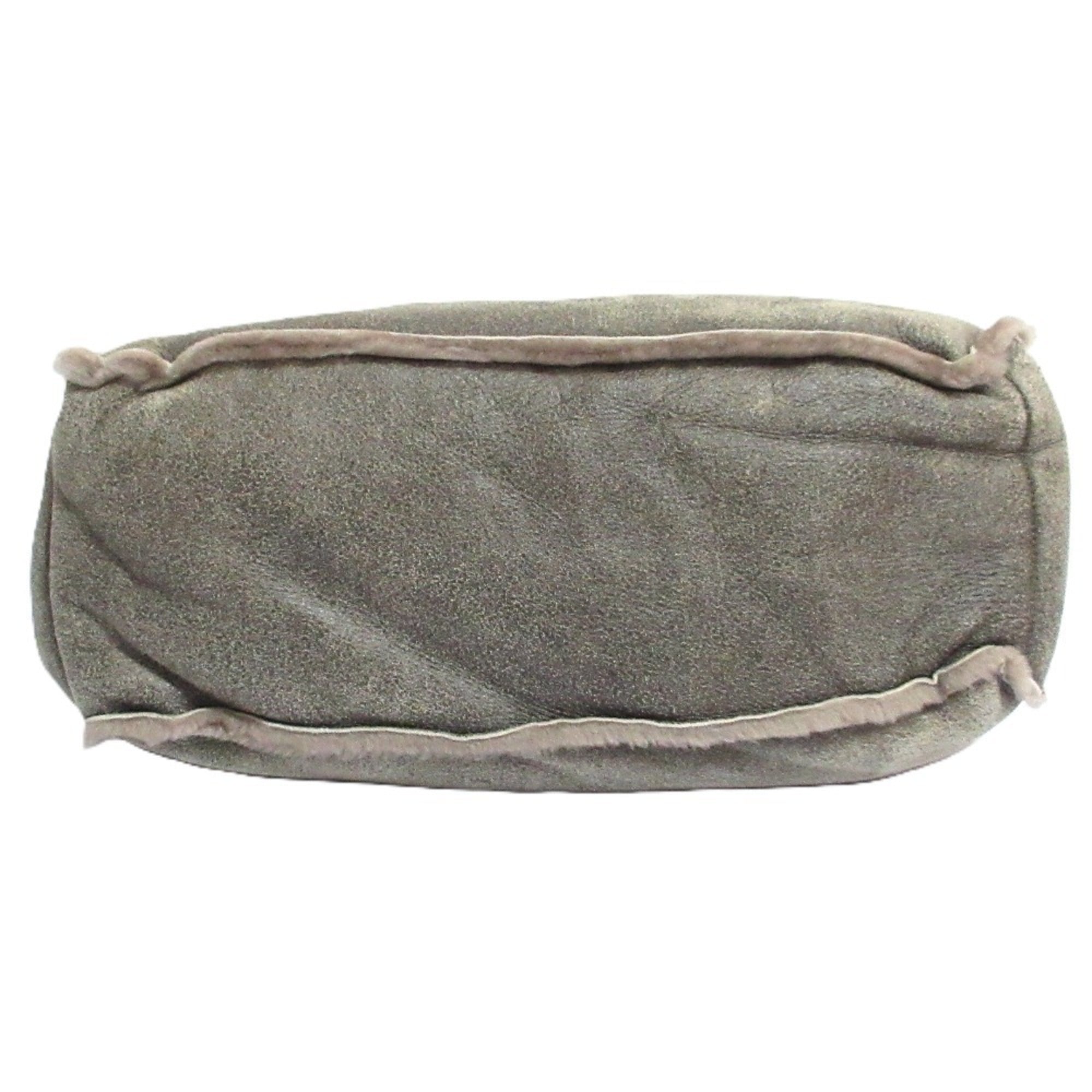 CELINE Mouton Sheepskin Leather Boogie Bag Handbag, Gray, Women's
