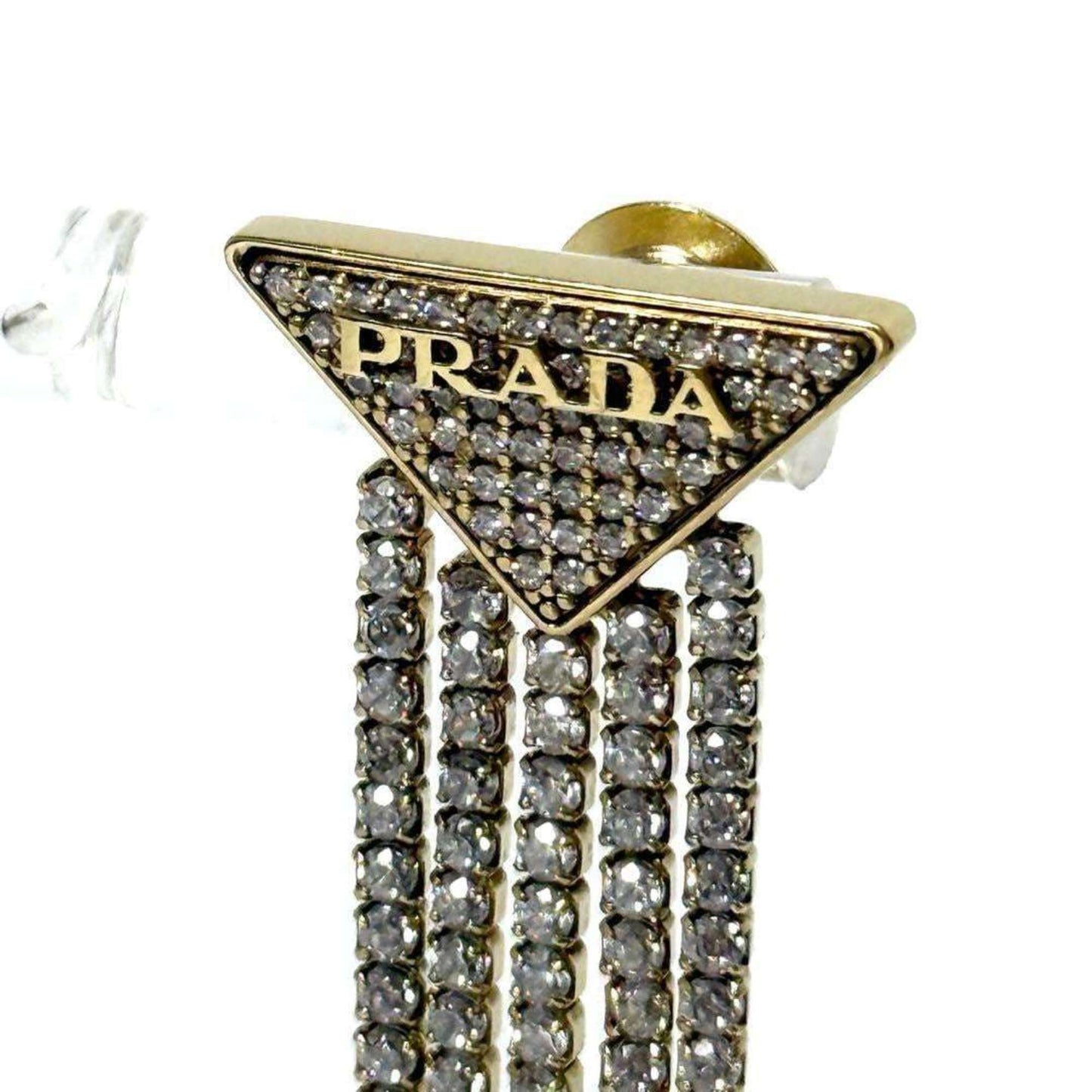 Prada Women's Crystal Logo Jewel Zirconia Earrings in Silver 925