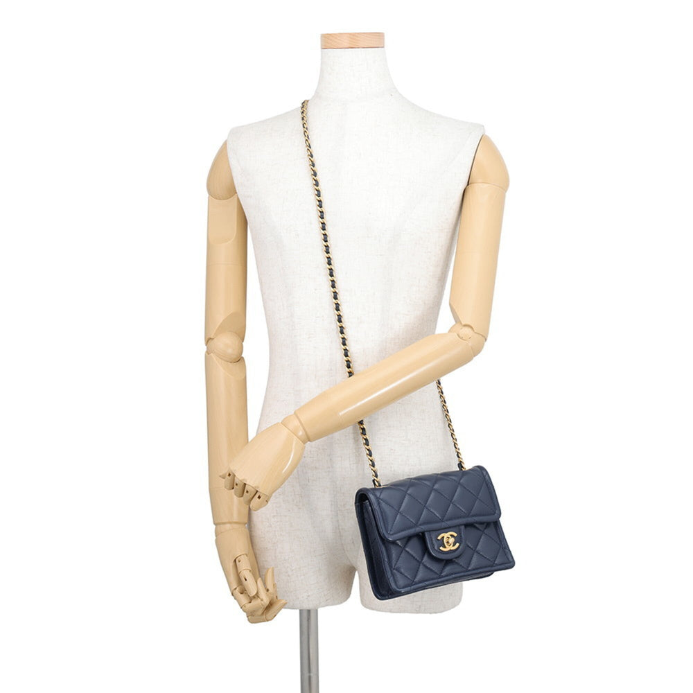 Chanel Chain Shoulder Bag Mini Matelassé Coco Mark Caviar Skin AS4406 CHANEL Handbag Women's — Like New