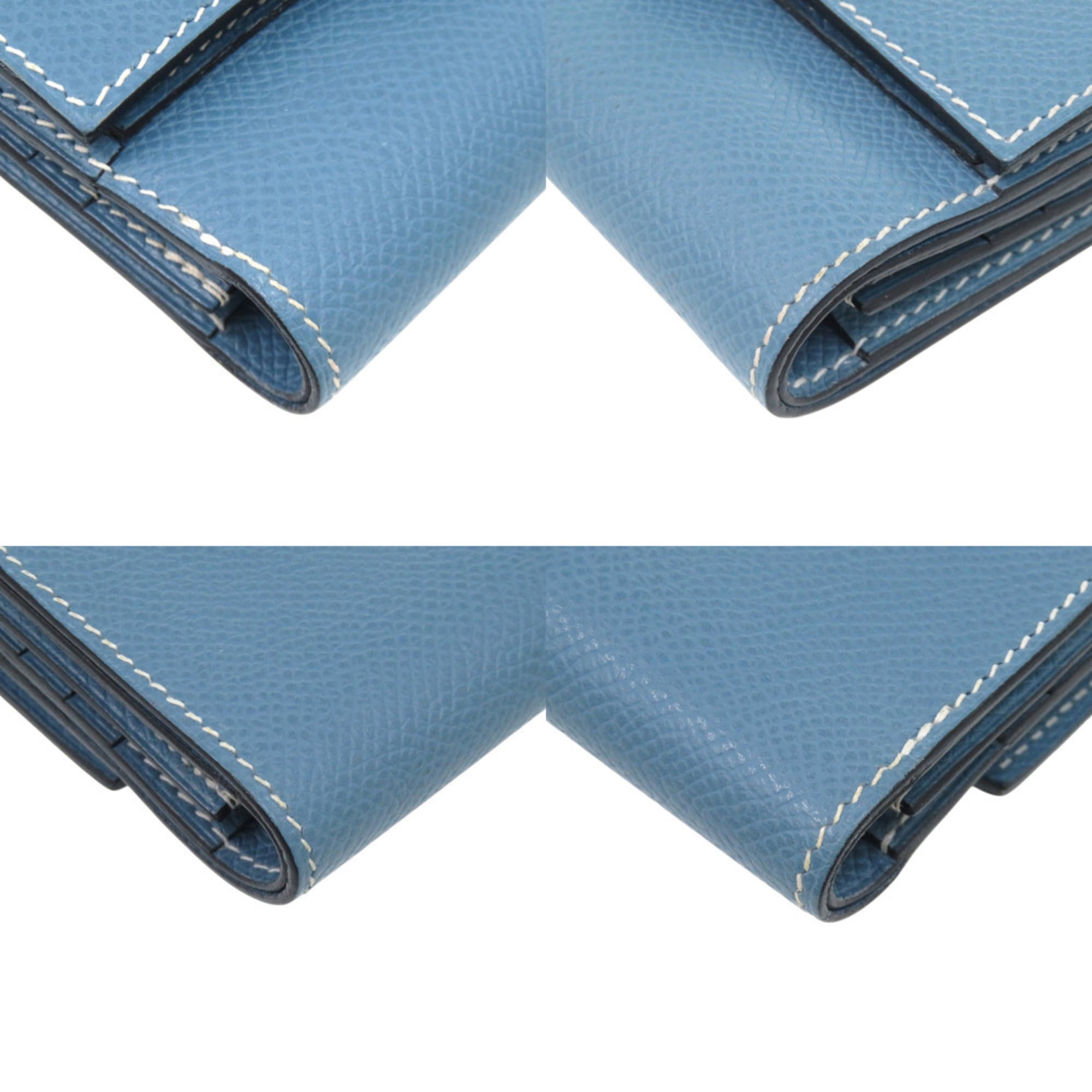 Hermes Excellent condition Hermès double-hook wallet, Bearn Recto Verso, Epsom leather, blue jean, L engraved, bifold 1509