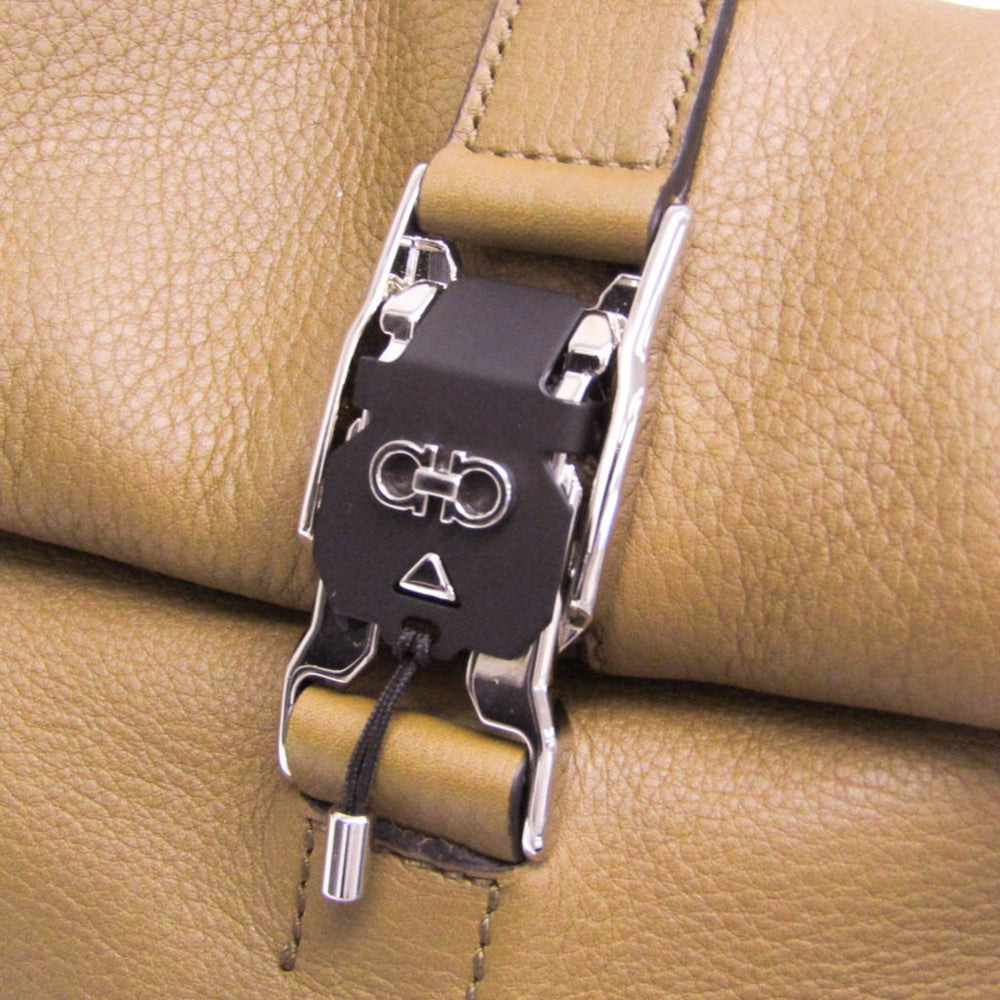 Salvatore Ferragamo Gancini Sling Bag GG-241141 Women's Leather Shoulder Bag Brown — Like New