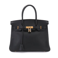 Hermes Birkin 30, Ardennes, Black, Handbag, □B stamp, 1998 production, Gold hardware — Like New
