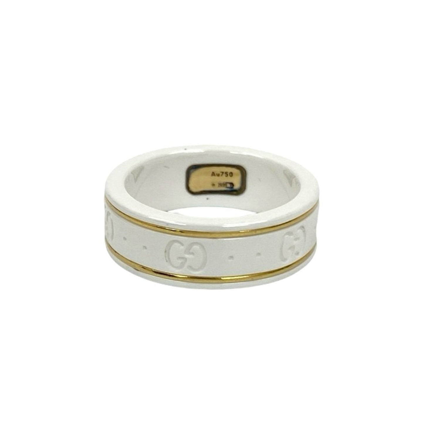GUCCI Icon Ring GG Logo Motif Ceramic in White Gold 65562