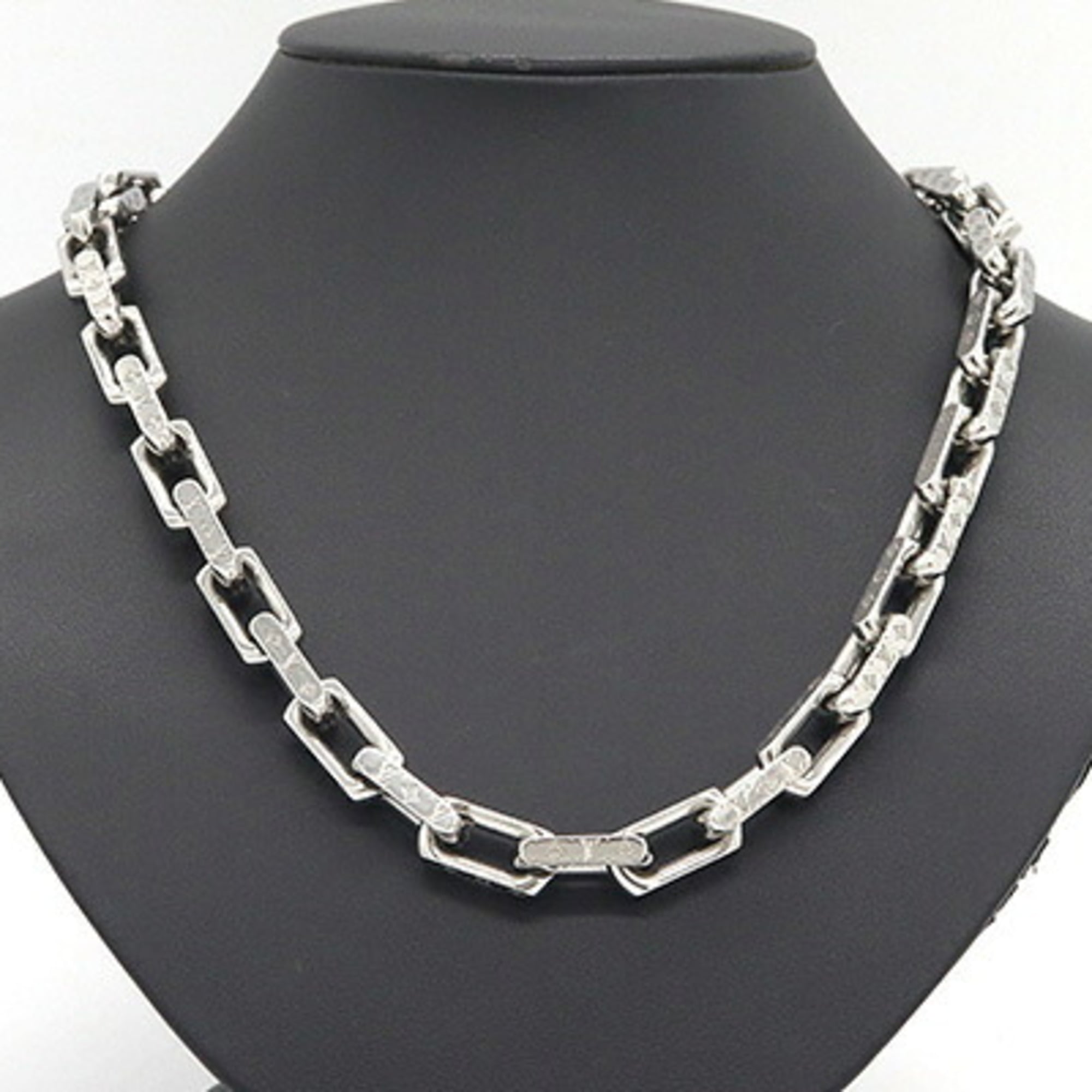 Louis Vuitton Monogram Necklace Chain M00307 Silver Metal Heavyweight Men's — Like New