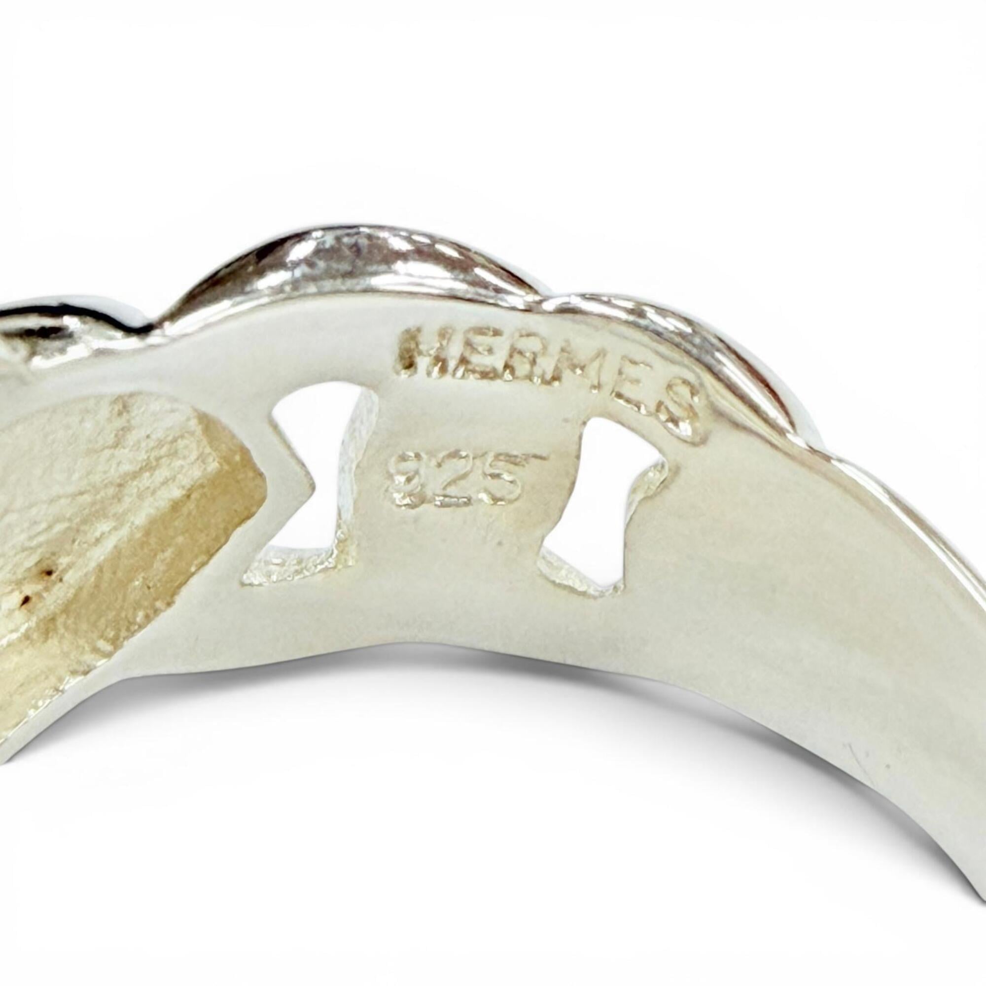 HERMES Vintage Boucles Sellier Ring, 925 Sterling Silver, Made in France, Weight 6.05g, Women's Ring — Like New