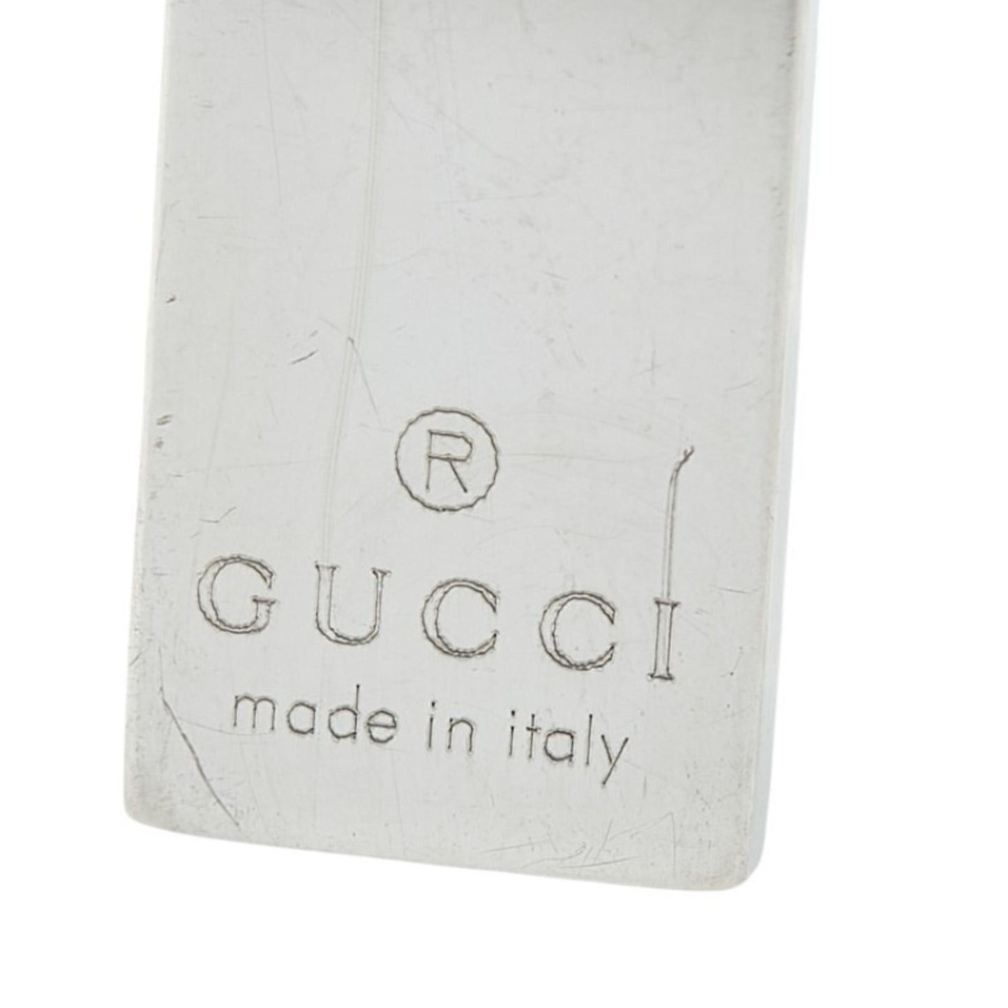 Gucci logo plate double ball chain necklace in SV925 silver for women.