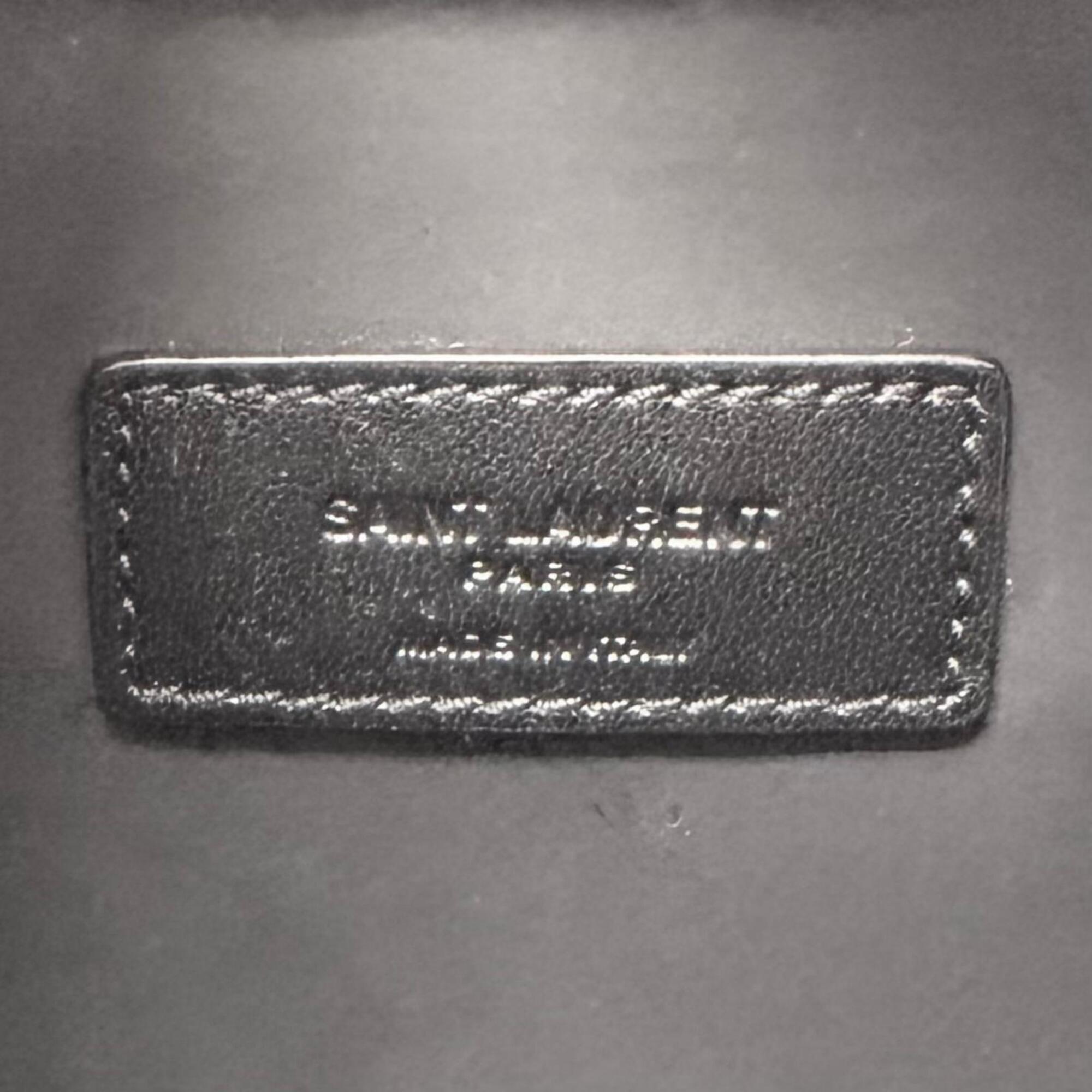 Yves Saint Laurent SAINT LAURENT PARIS 609347 Grain Calf Leather Travel Pouch Clutch Bag with Logo, Black, Made in Italy, Men's, Dust — Like New