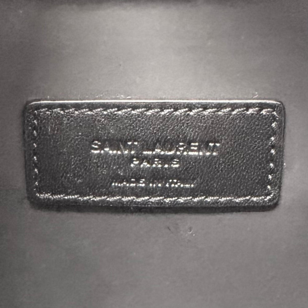 Yves Saint Laurent SAINT LAURENT PARIS 609347 Grain Calf Leather Travel Pouch Clutch Bag with Logo, Black, Made in Italy, Men's, Dust — Like New