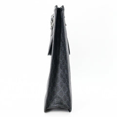 GUCCI GG Supreme Plus Tote Bag Leather Dark Gray Black 322072 — Like New