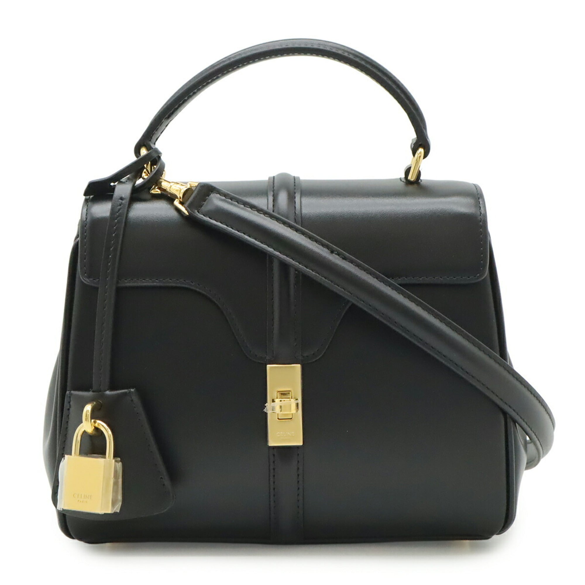 CELINE Mini 16 Seize One-Handle Handbag Shoulder Bag Calfskin Black 197983 — New - Store Return