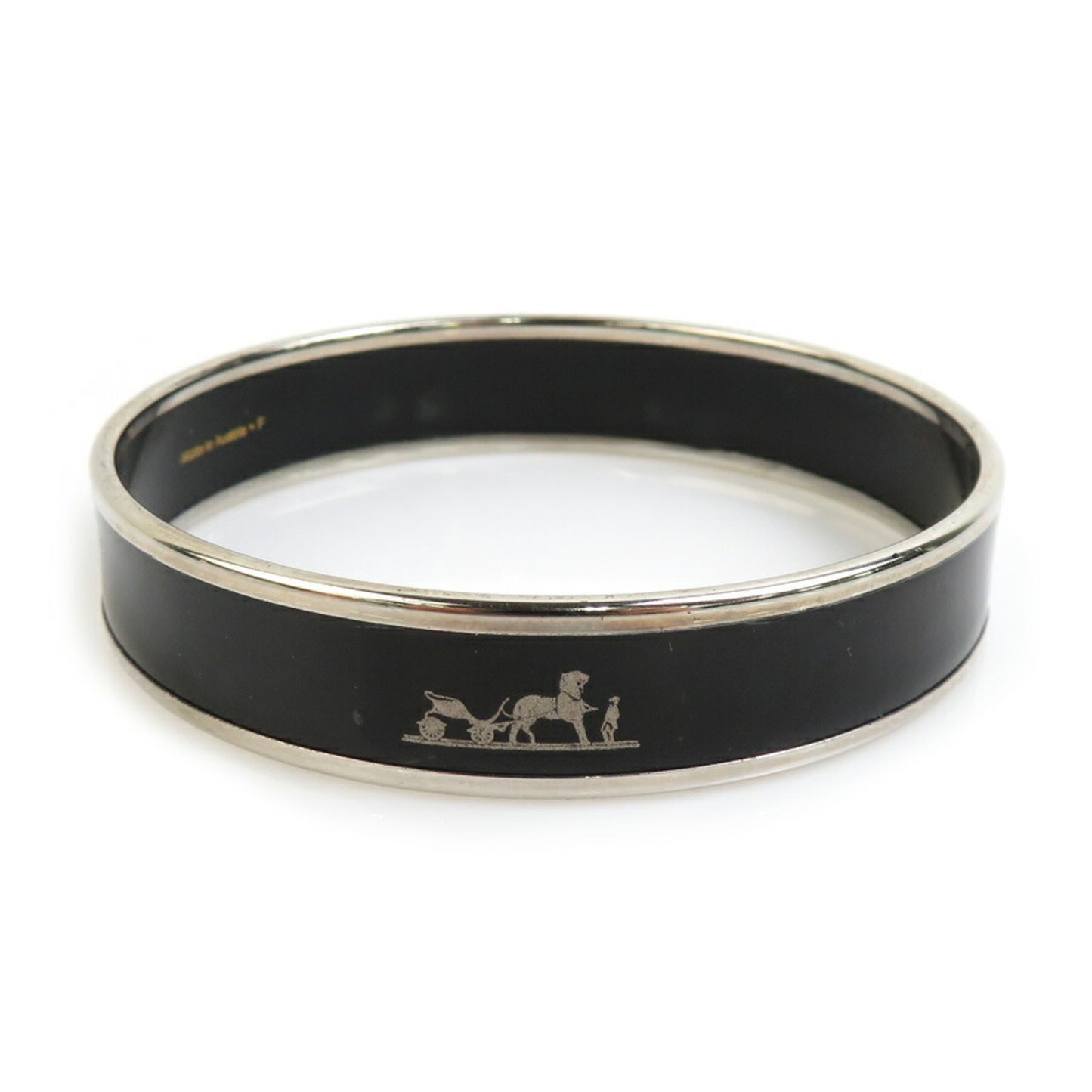 Hermes HERMES bangle bracelet enamel metal silver black ladies e60103g