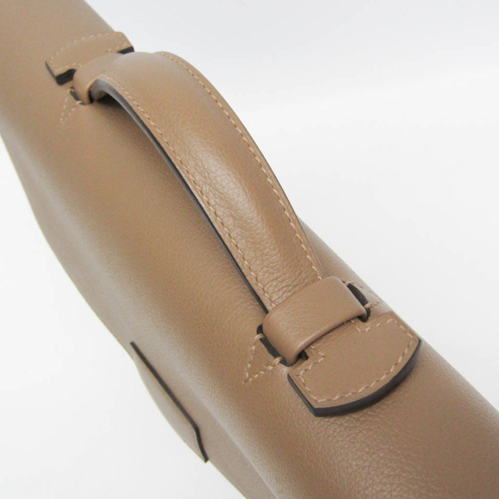 Hermes Sac A Depeche Men's Taurillon Clemence Leather Briefcase,Document Case Etoupe Gray — Like New