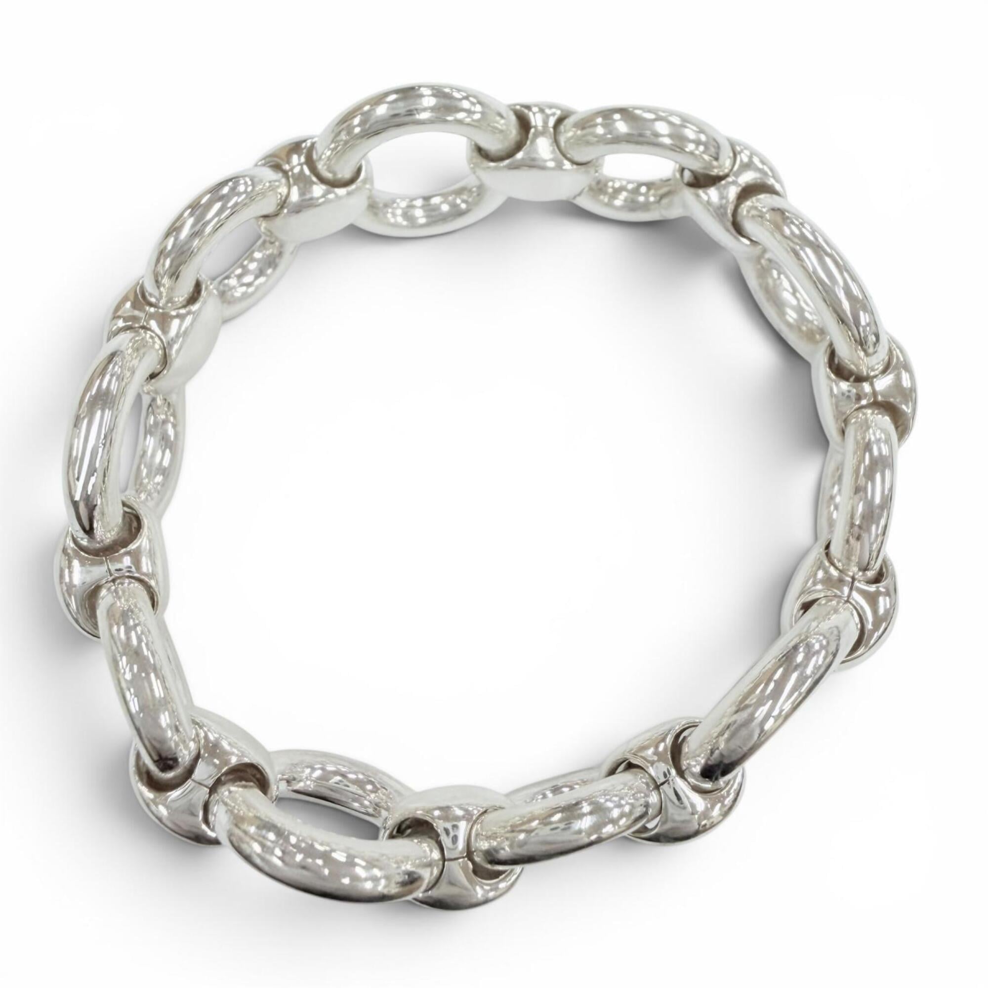 HERMES Vintage Frontaire Bracelet, SV925 Bangle, Silver, Weight 55.2g, Women's — Like New