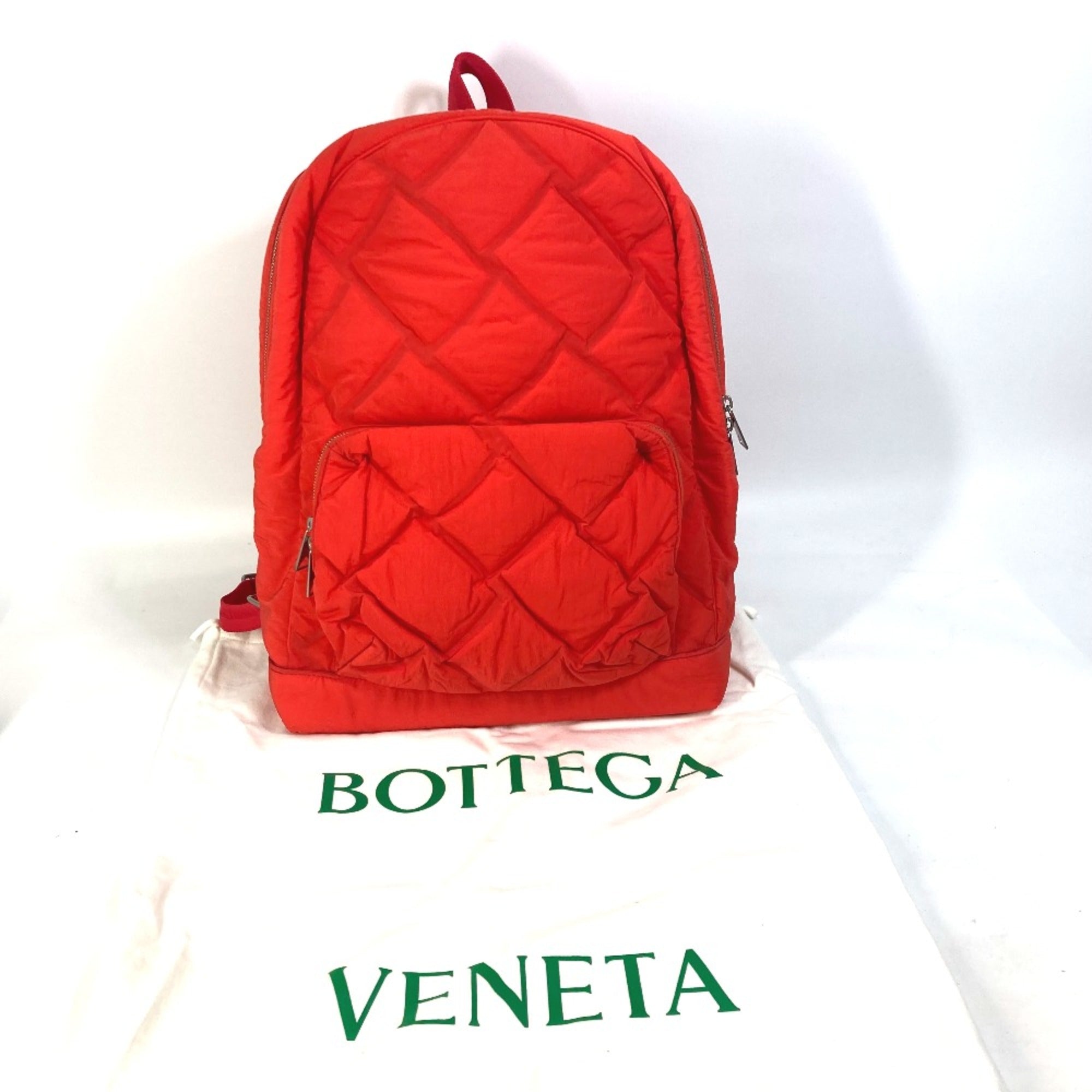 BOTTEGA VENETA 652188 Maxi Intrecciato bag Backpack Tomato Red — Like New