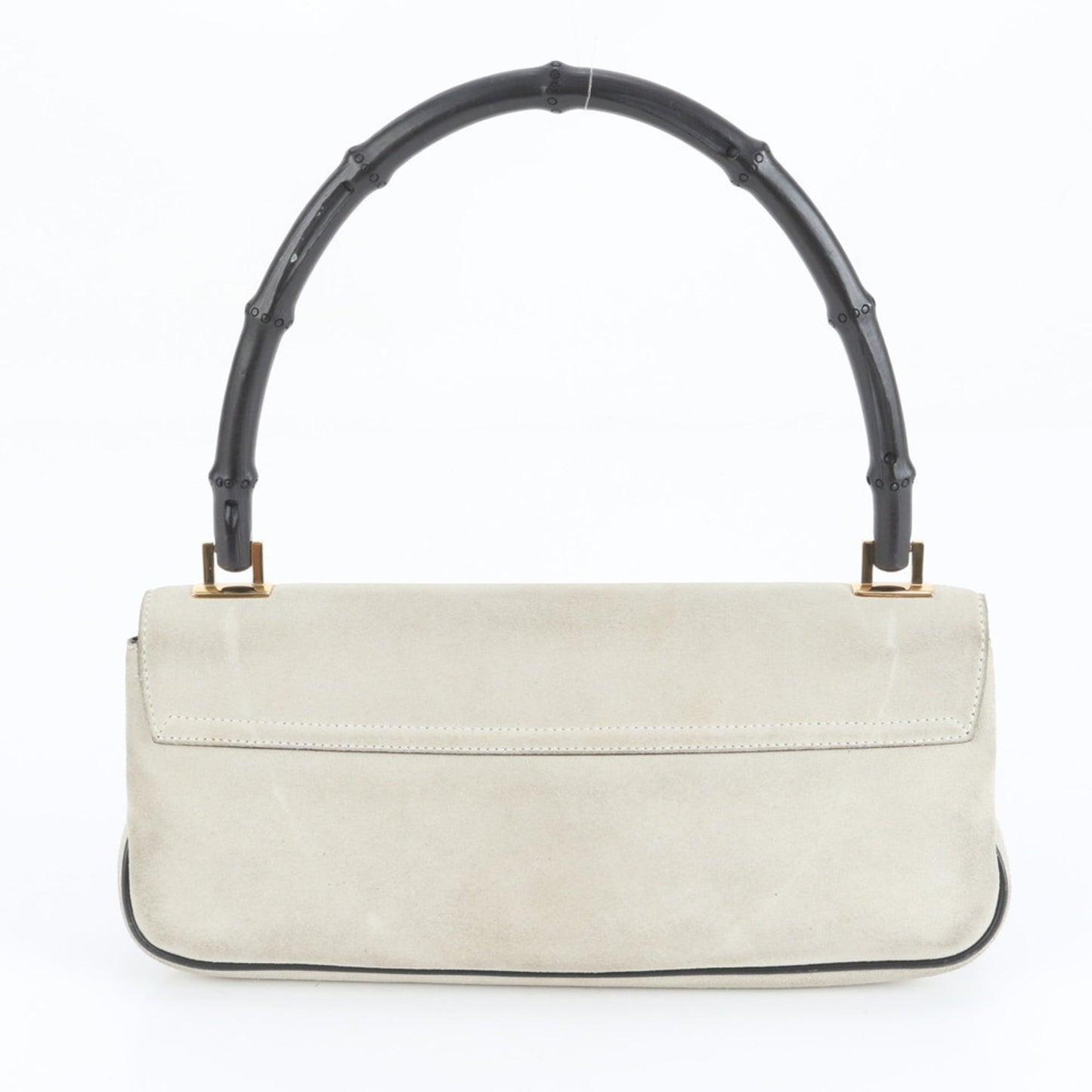 Gucci Bamboo 001-4047 Leather Shoulder Bag, Gray, Women's