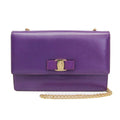 Salvatore Ferragamo Vara Chain Shoulder Bag AU 21 D855 Women's Leather Shoulder Bag Purple