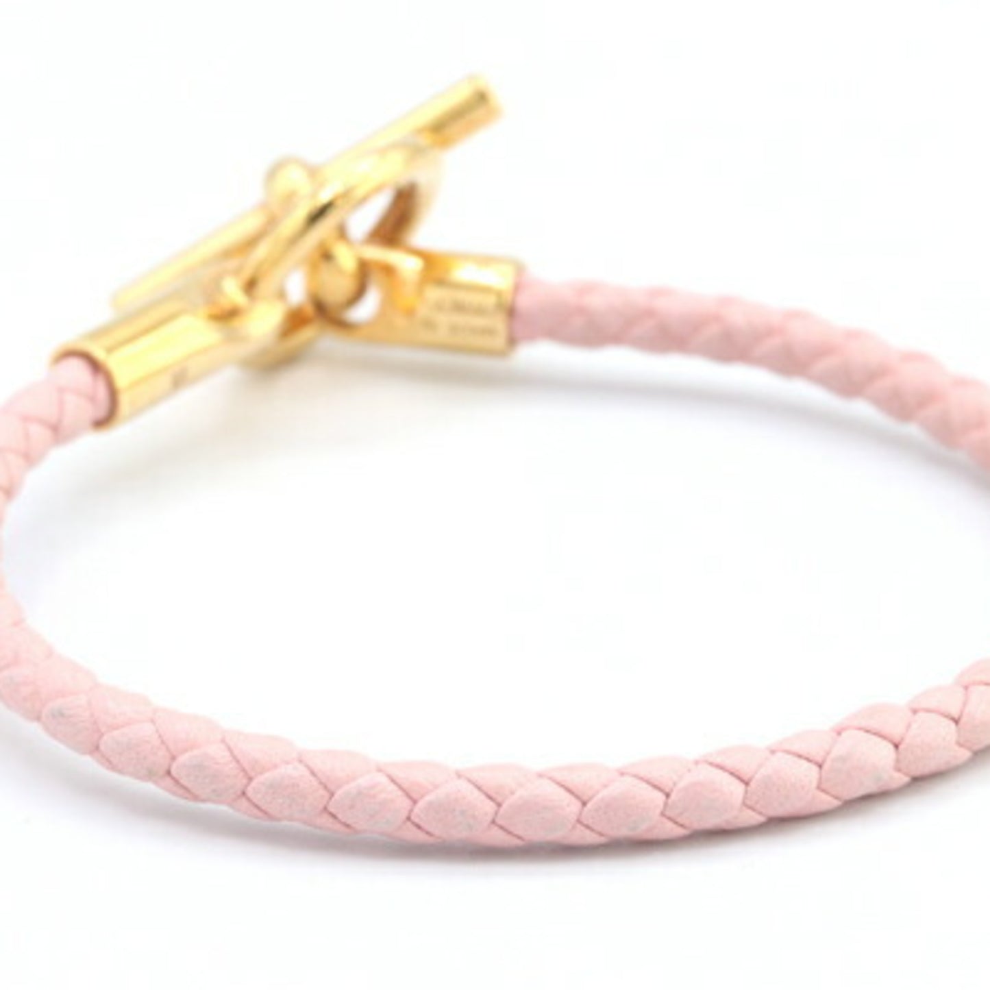 Hermes Grennan Bracelet in Pink Leather and Metal, Pink, Women's, HERMES