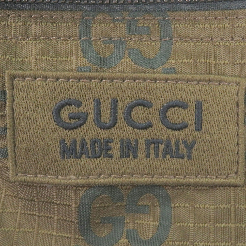 GUCCI 792287 Ripstop Nylon GG Logo Pattern Belt Bag/Body Bag/Waist Pouch with Patch, Khaki, Made in Italy, Men's — Like New