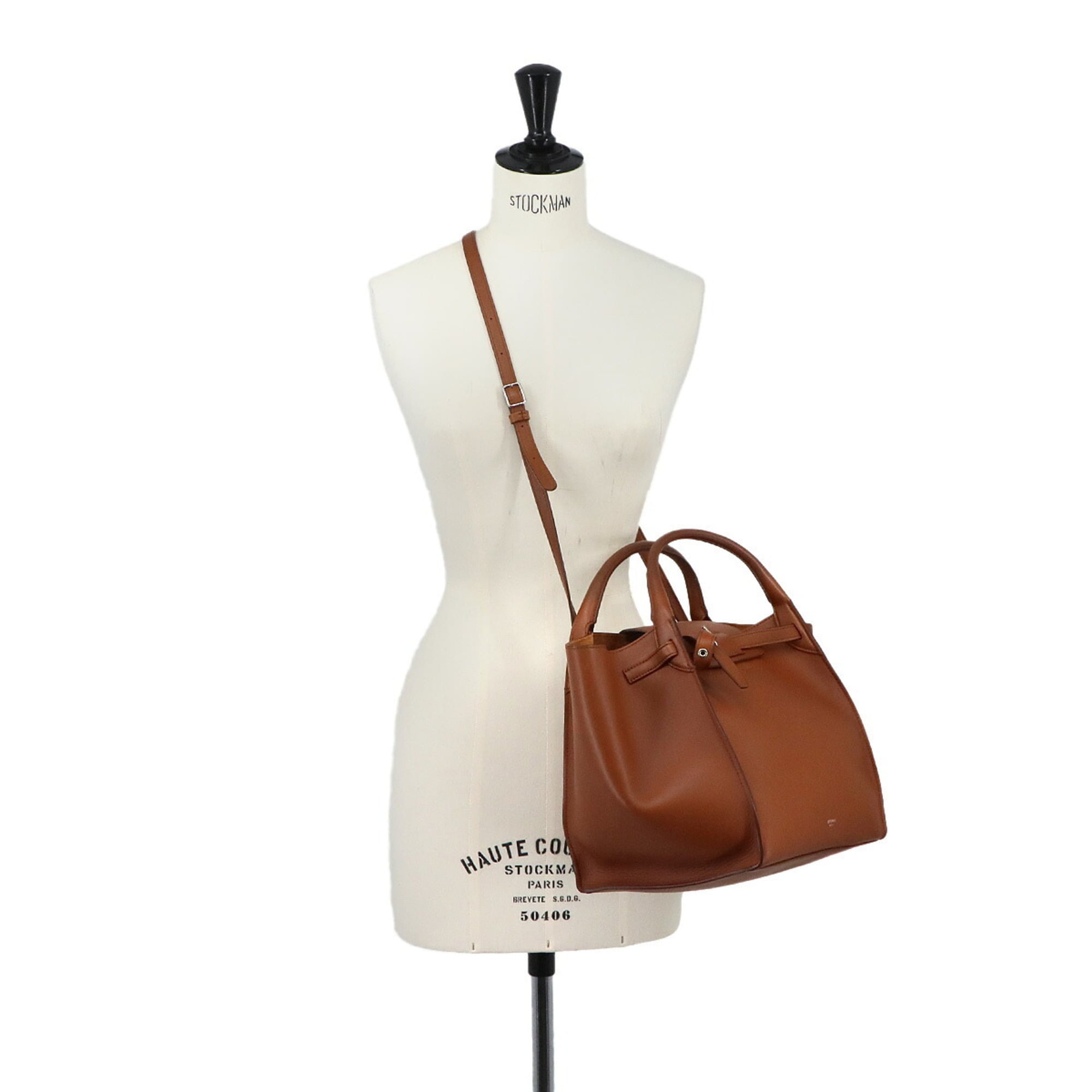 Celine Big Bag Small with Long Strap 2-way Handbag Shoulder Leather Brown 183313 — New - Store Return