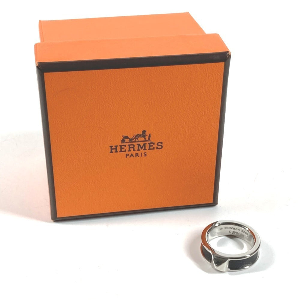 HERMES Hermes Athens Accessory Ring - Metal Leather Women's Black Size 1 — Like New