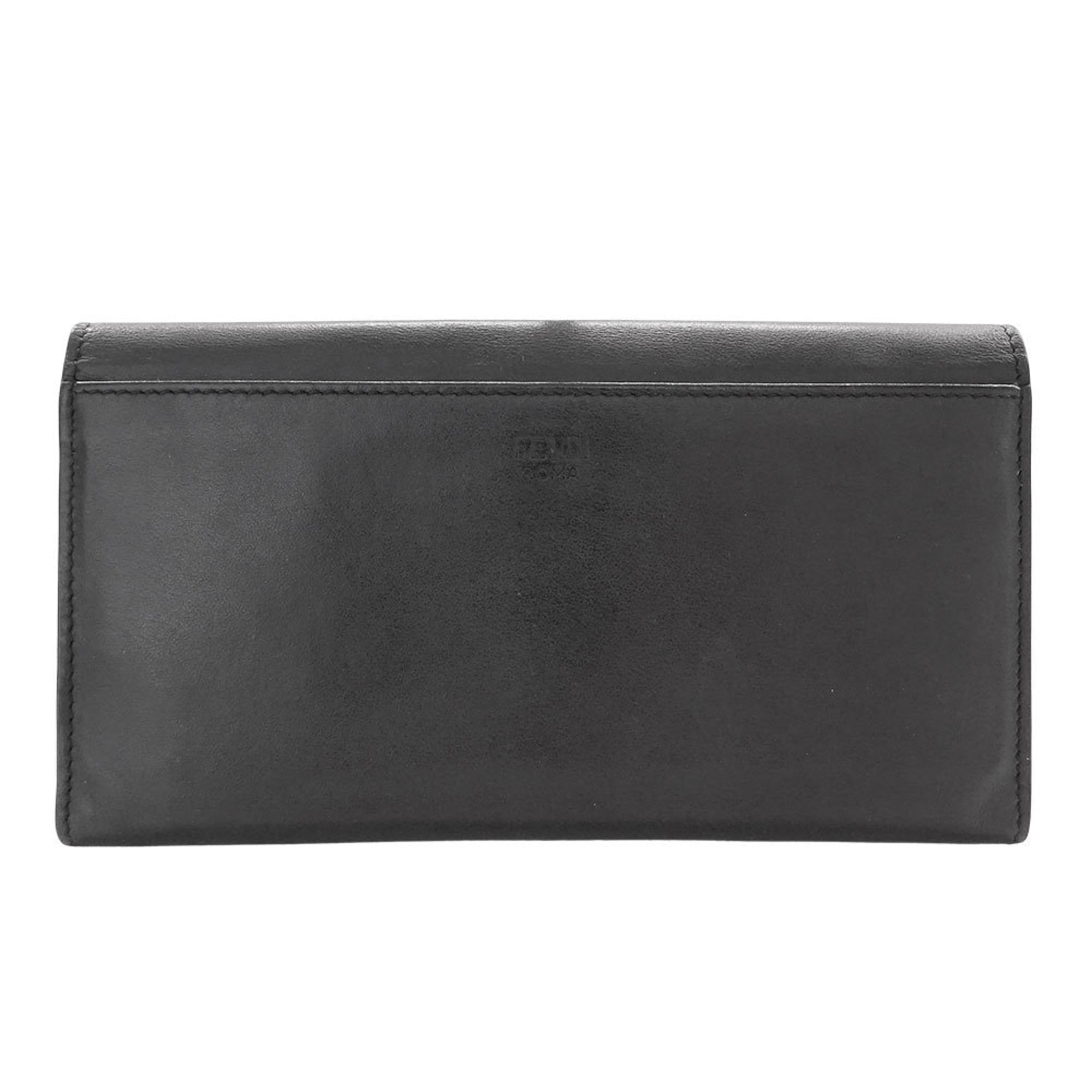Fendi FENDI wallet for men and women, branded leather long wallet, Bugs Eye black, flap style, Monster