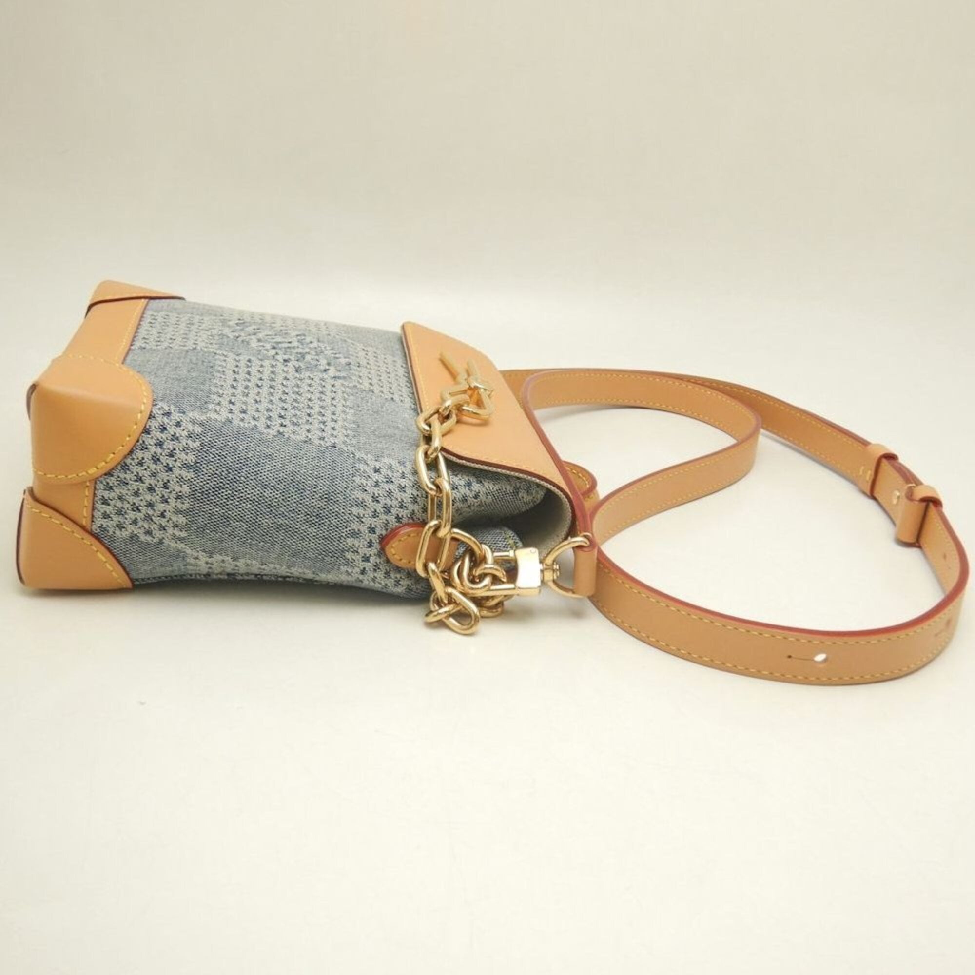 LOUIS VUITTON Damier Denim 3D Nano Steamer N40751 2024 Pre-Fall Shoulder Bag Blue Men's 253964 — Like New
