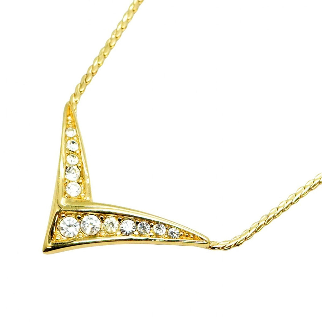 Christian Dior necklace with GP plating and rhinestones, gold, for women