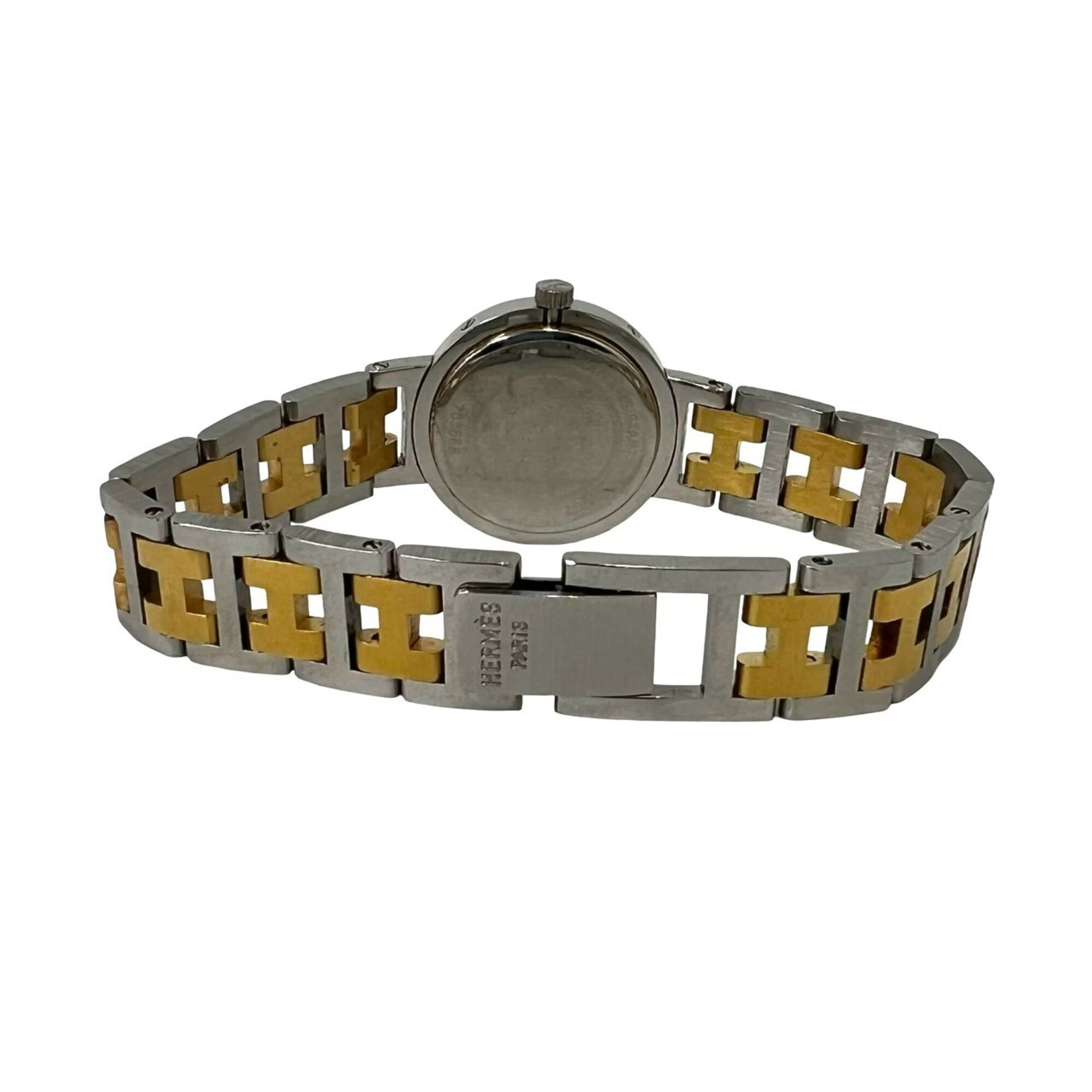 HERMES Clipper Stainless Steel GP Quartz Wristwatch, Silver/Gold, 25008 — Good