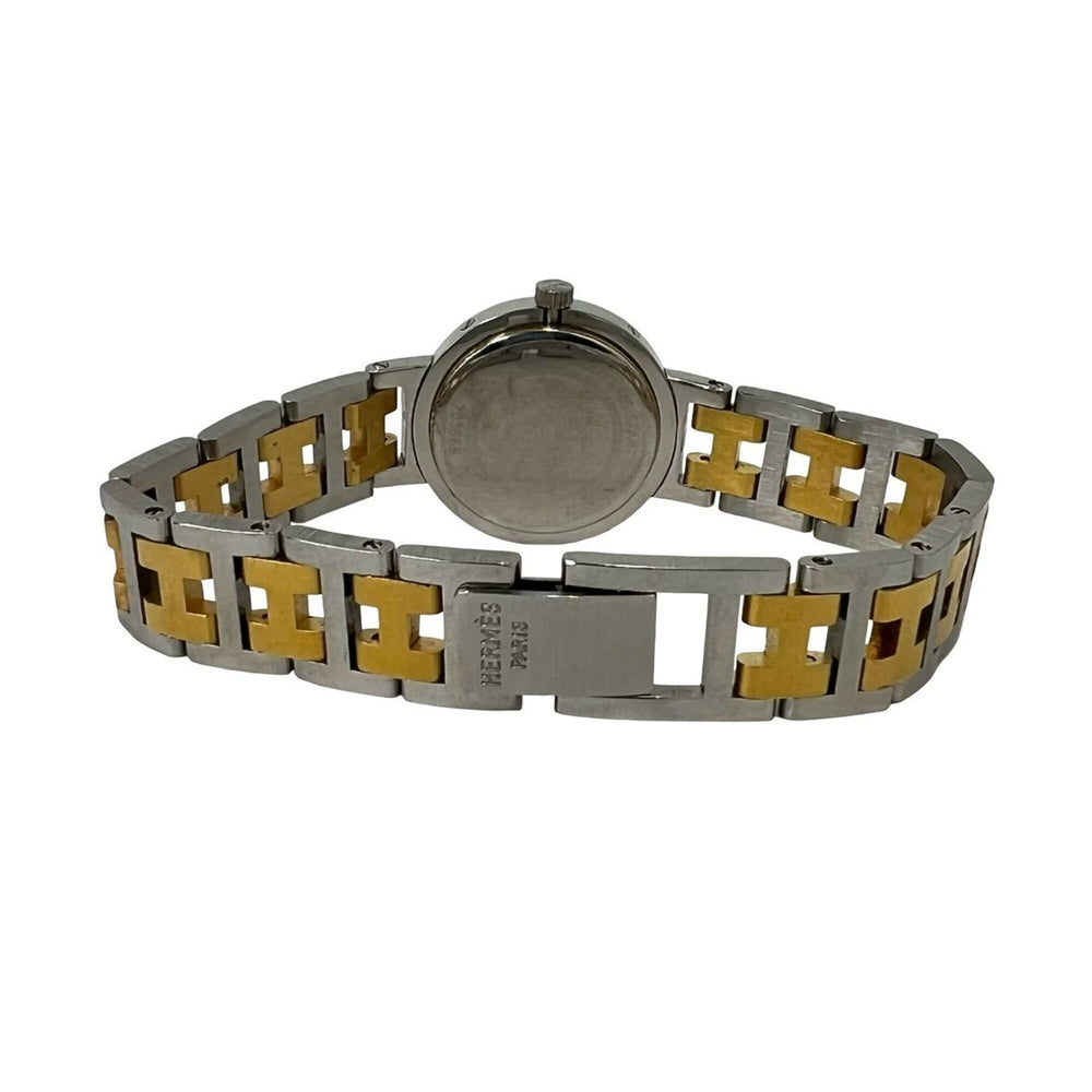 HERMES Clipper Stainless Steel GP Quartz Wristwatch, Silver/Gold, 25008 — Good
