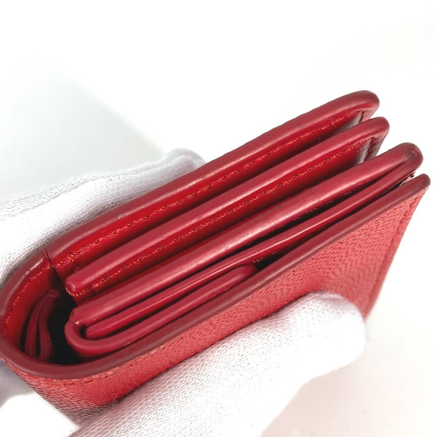 BURBERRY TB Compact Wallet, Bifold Leather Women's, Red