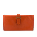 HERMES Bearn long wallet, orange, women's