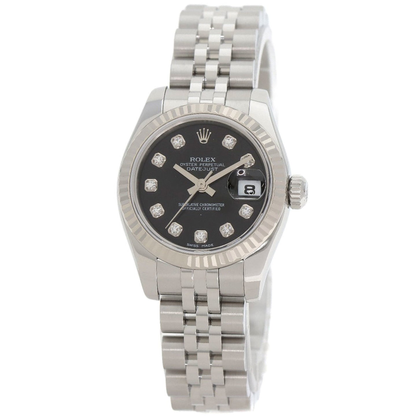 Rolex 179174G Datejust 10P Diamond Watch in Stainless Steel SS 18K White Gold for Women