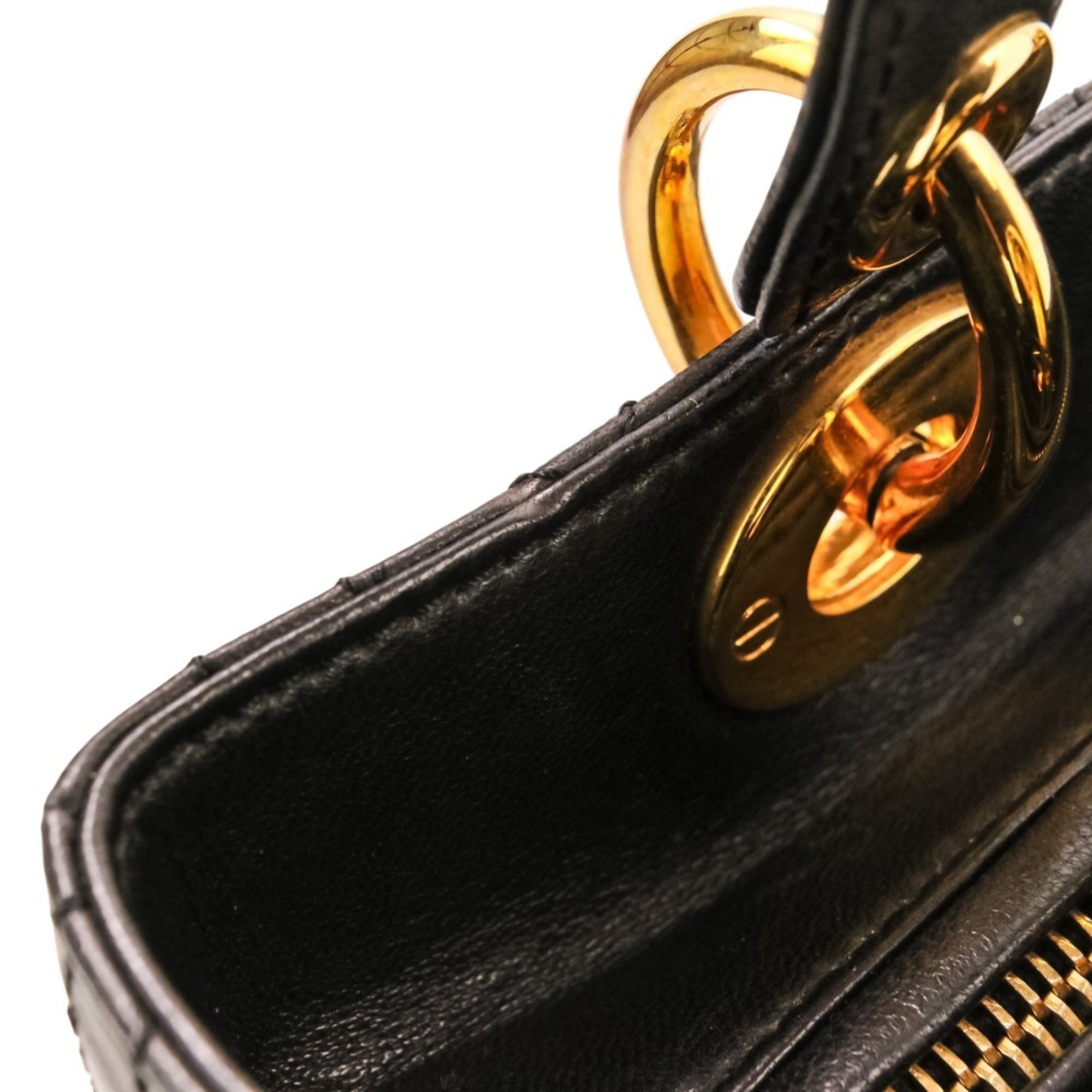 Christian Dior Lady Cannage Leather 2-way Handbag/Shoulder Bag, Black, Women's — Like New