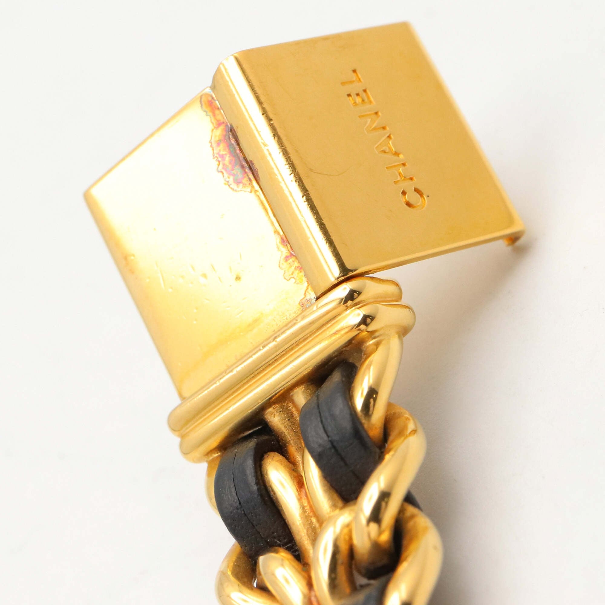 Chanel CHANEL Première Watch, Gold Plated (GP), Leather Strap, Women's, Black, H0001 — Very Good