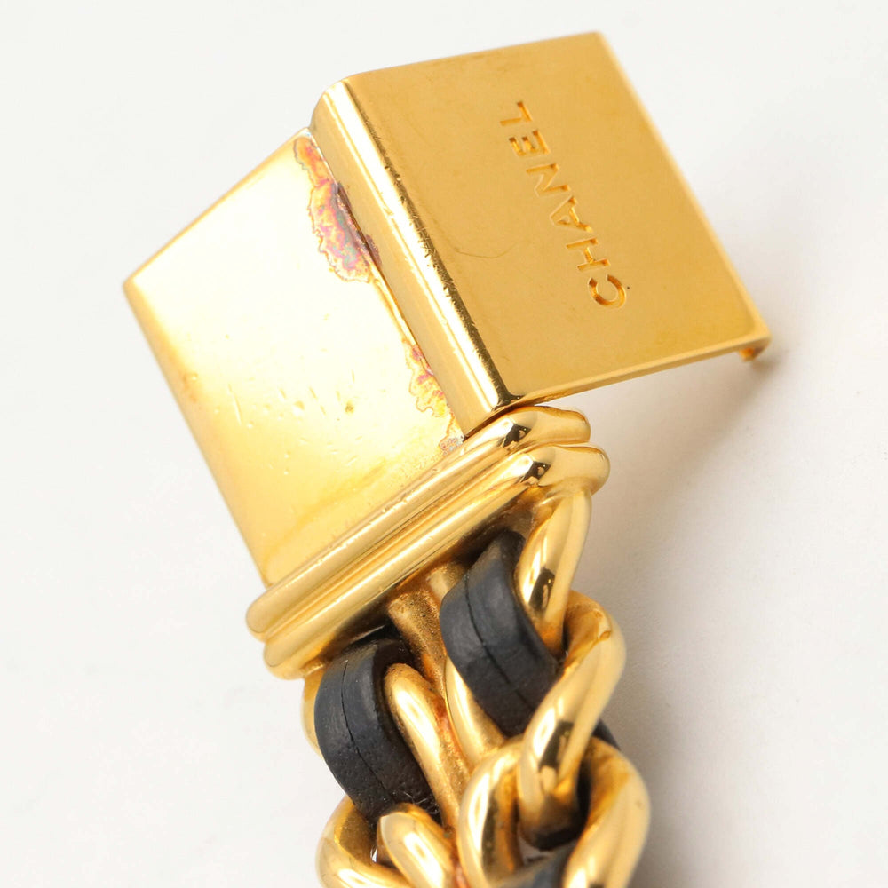 Chanel CHANEL Première Watch, Gold Plated (GP), Leather Strap, Women's, Black, H0001 — Very Good