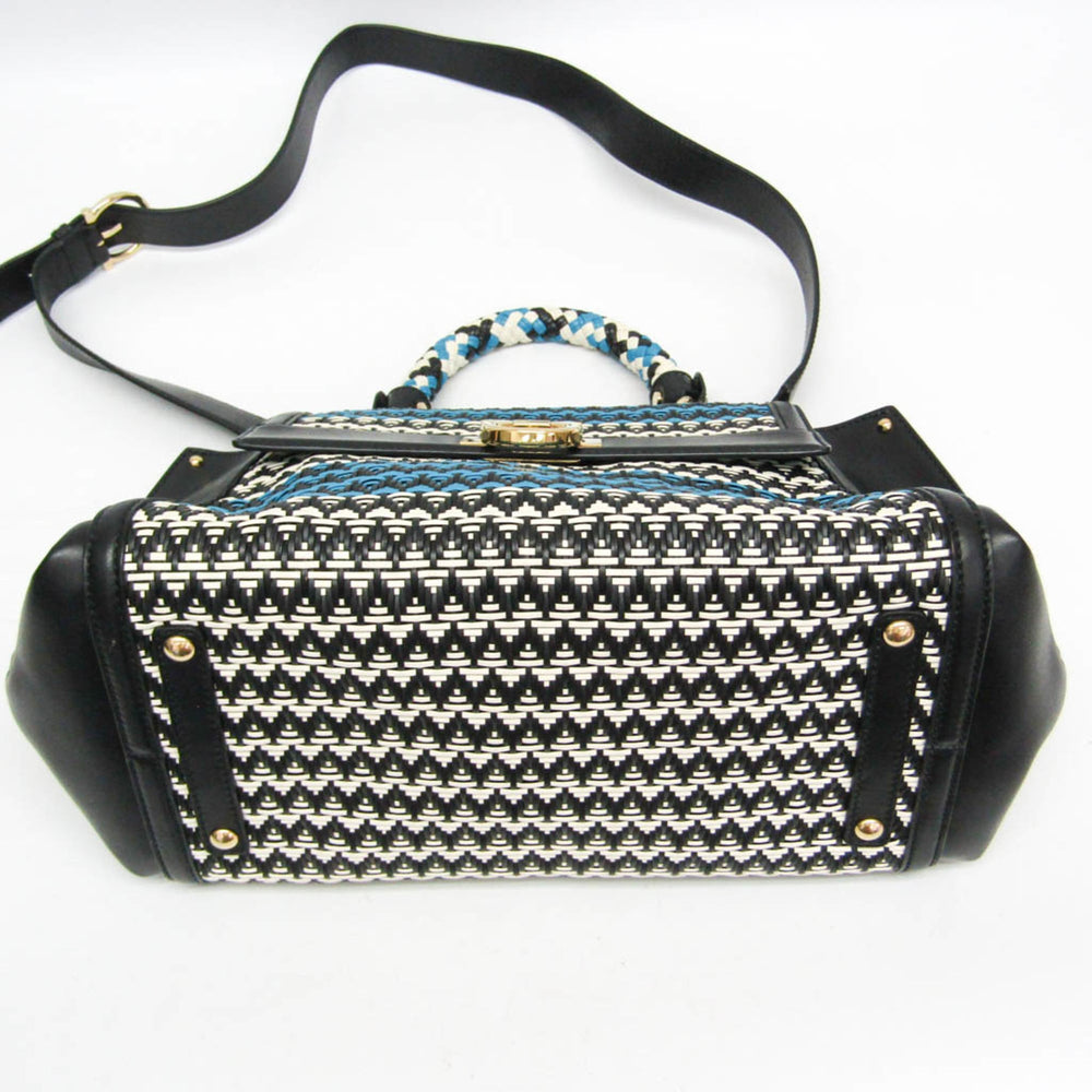 Salvatore Ferragamo Gancini Sophia DH-21 G175 Women's Leather Handbag,Shoulder Bag Black,Blue,White — Like New