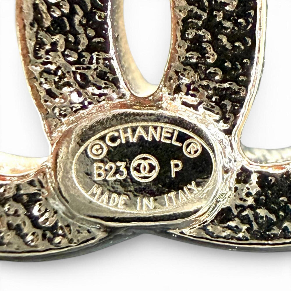 CHANEL B23P Coco Mark No. 5 Clover Rhinestone Earrings, Silver, Made in Italy, 2023 Model, Women's, with Box — Like New