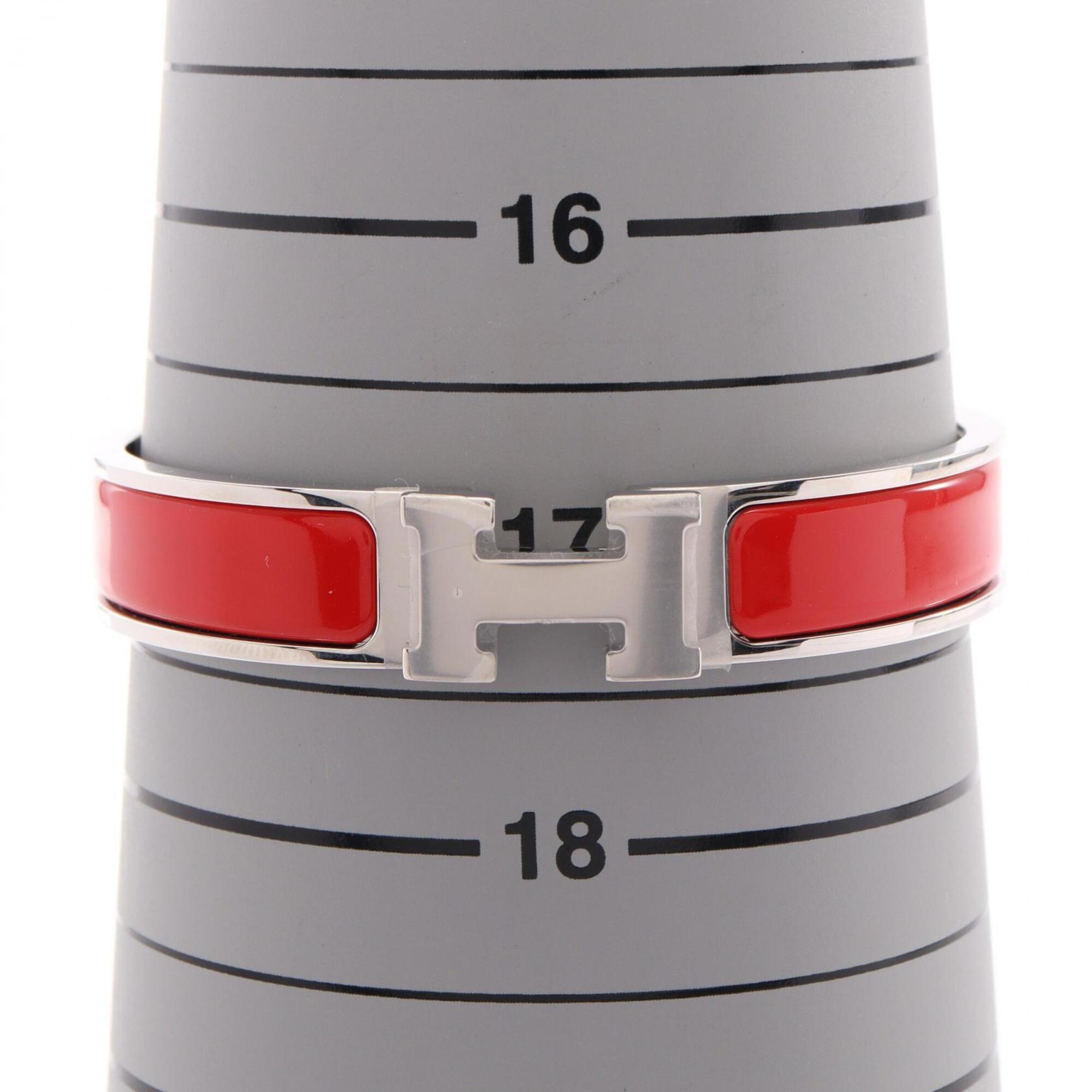 Hermes HERMES Clic Clac PM Bangle Accessory Stainless Steel Enamel Women's Silver/Red — New - Store Return