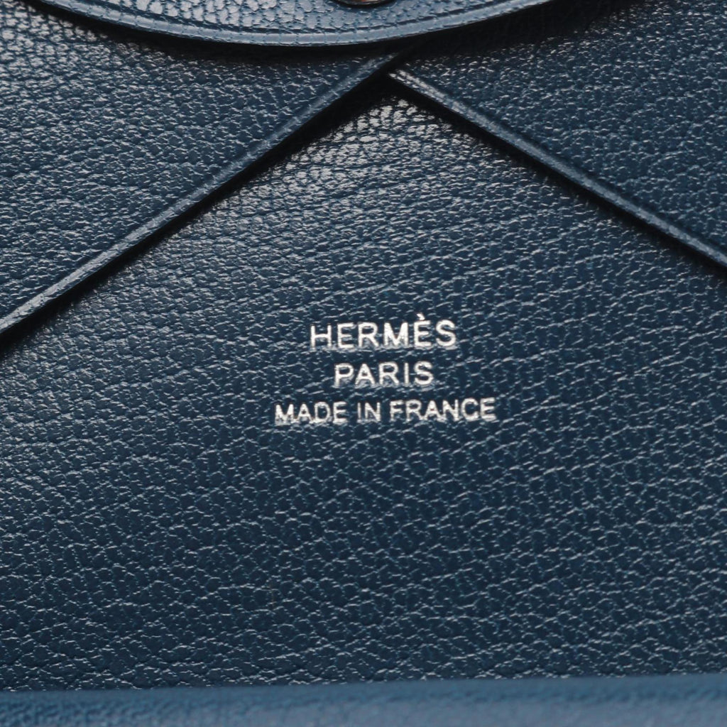 Hermes Hermès Calvi Duo wallet with coin purse, leather, Chevre Shamquila, women's, navy