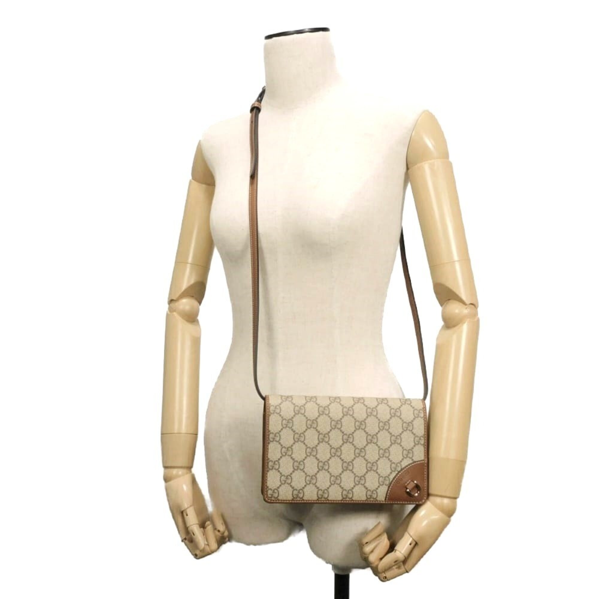 Gucci GUCCI Shoulder Bag GG Emblem Super Brown Web 2WAY Supreme Beige 820688 FAD6L 9758 Men's Women's — New - Store Return