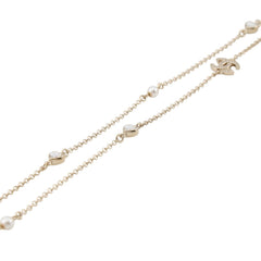 Chanel necklace, Coco Mark, faux pearl, CHANEL long Chanel, NECKLACE — Like New