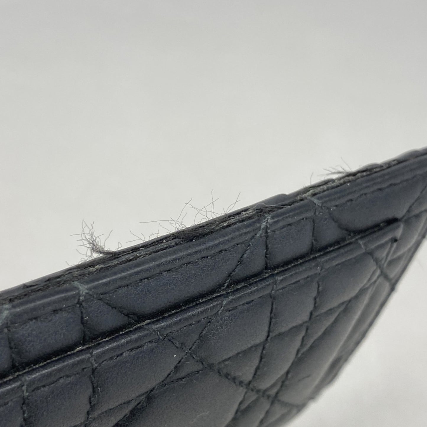 Christian Dior Cannage Leather Wallet/Coin Case in Black Champagne for Women